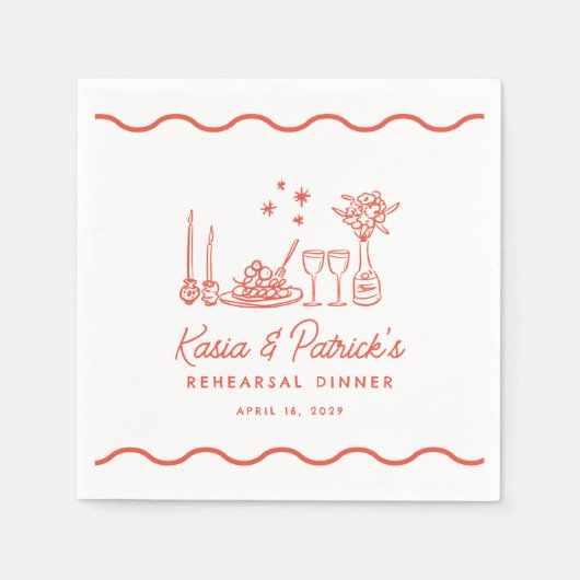 Wavy Whimsical Italian Doodle Probe Dinner Serviette (Vorderseite)