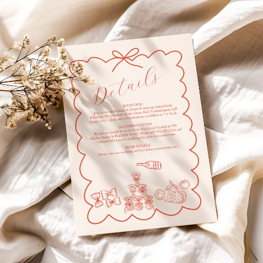 Wavy Whimsical Italian Doodle Wedding Begleitkarte