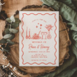 Wavy Whimsical Italian Doodle Wedding Dinner Einladung<br><div class="desc">Wavy Whimsical Italian Doodle Wedding Dinner</div>