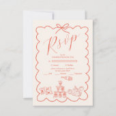 Wavy Whimsical Italian Doodle Wedding RSVP Karte (Vorderseite)