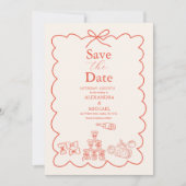 Wavy Whimsical Italian Doodle Wedding Save The Date (Vorderseite)