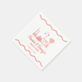 Wavy Whimsical Italian Pasta Doodle Wedding Serviette (Ecke)