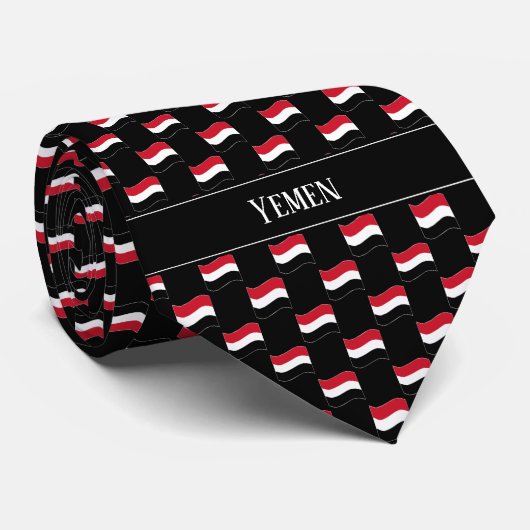 Wavy Yemen Flag Pattern  Krawatte (Gerollt)