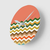 Wavy Zigzag Multicolor Muster Runde Wanduhr (Winkel)