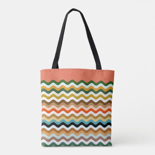 Wavy Zigzag Multicolor Muster Tasche (Rückseite)
