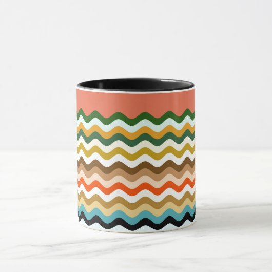 Wavy Zigzag Multicolor Muster Tasse (Zentrum)