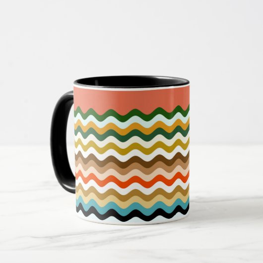 Wavy Zigzag Multicolor Muster Tasse (Vorderseite Links)