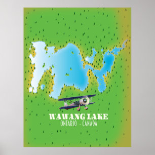 Wawang Lake Ontario Kanadische Seekarte Poster