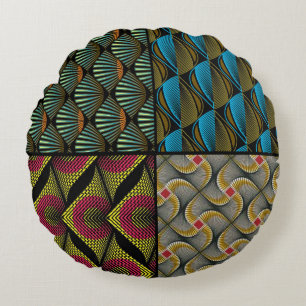 Wax Africain Rundes Kissen