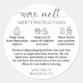 Wax Melts Warning Label Modernes Skript Schwarz-we Runder Aufkleber (Vorderseite)