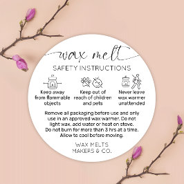 Wax Melts Warning Label Modernes Skript Schwarz-we Runder Aufkleber