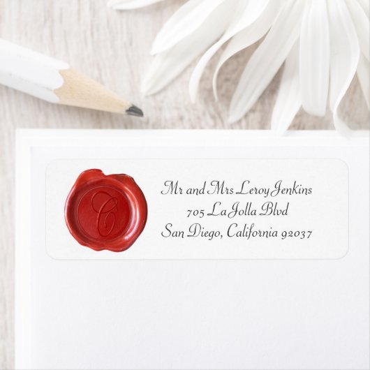 Wax Monogram Address Labels - Script C (Insitu)