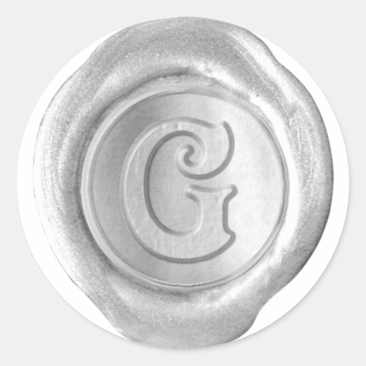 Wax Seal Monogram - Silver - Victorian G - Runder Aufkleber (Vorderseite)