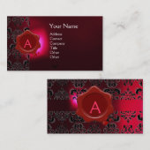 WAX SIEGEL DAMASK MONOGRAM rosa burgundi Visitenkarte (Vorne/Hinten)