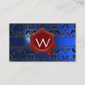 WAX SIEGEL DAMASK MONOGRAMM blau Visitenkarte (Rückseite)