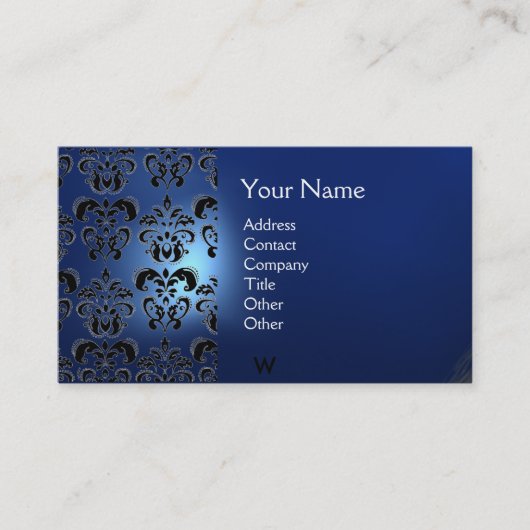 WAX SIEGEL DAMASK MONOGRAMM blau Visitenkarte (Vorderseite)