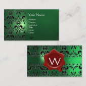 WAX SIEGEL DAMASK MONOGRAMM grün Visitenkarte (Vorne/Hinten)