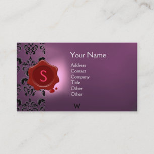 WAX SIEGEL DAMASK MONOGRAMM lila Visitenkarte