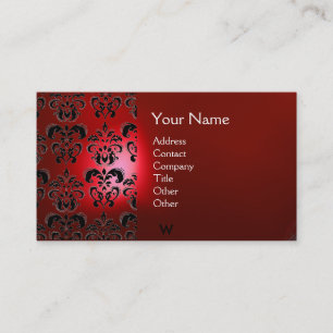 WAX SIEGEL DAMASK MONOGRAMM rot Visitenkarte
