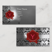 WAX SIEGEL DAMASK MONOGRAMM weiß Visitenkarte (Vorne/Hinten)