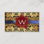 WAX SIEGEL DAMASK PARCHMENT MONOGRAM Blau Visitenkarte (Rückseite)
