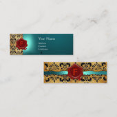 WAX SIEGEL DAMASK PARKPLATZ MONOGRAMM blau Mini Visitenkarte (Vorne/Hinten)