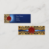 WAX SIEGEL DAMASK PARKPLATZ MONOGRAMM blau Mini Visitenkarte (Vorne/Hinten)