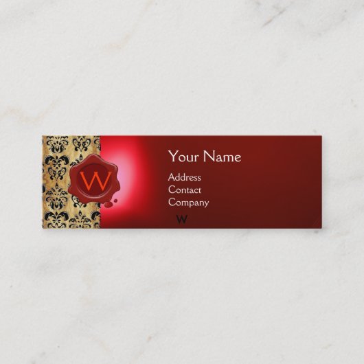 WAX SIEGEL DAMASK PARKPLATZ MONOGRAMM rot Mini Visitenkarte (Vorderseite)