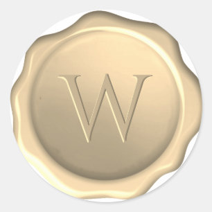 Wax Siegel Letter W Initial Monogram Golden Sticke Runder Aufkleber