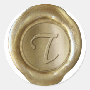 Wax Siegel Monogram - Gold - Artistic Style T - Runder Aufkleber