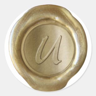 Wax Siegel Monogram - Gold - Artistic Style U - Runder Aufkleber