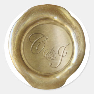 Wax Siegel Monogram - Gold - C&J - Carrie Custom Runder Aufkleber