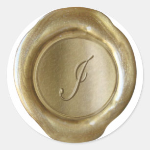 Wax Siegel Monogram - Gold - Script I - Runder Aufkleber