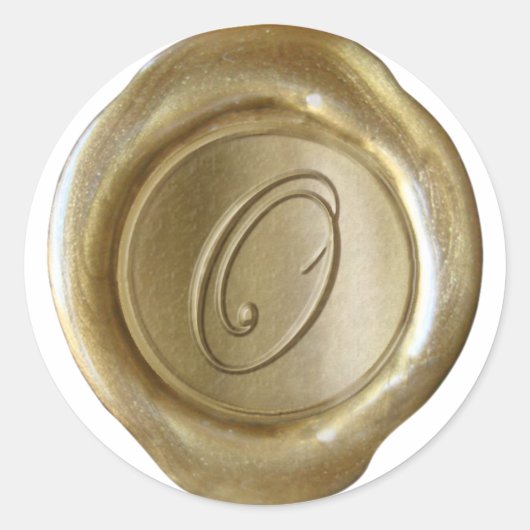 Wax Siegel Monogram - Gold - Script O - Runder Aufkleber (Vorderseite)