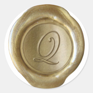 Wax Siegel Monogram - Gold - Script Q - Runder Aufkleber