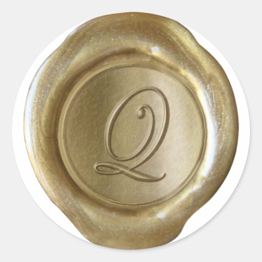 Wax Siegel Monogram - Gold - Script Q - Runder Aufkleber (Vorderseite)