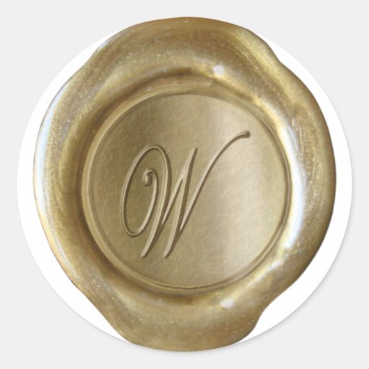 Wax Siegel Monogram - Gold - Script W - Runder Aufkleber (Vorderseite)