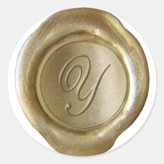 Wax Siegel Monogram - Gold - Script Y - Runder Aufkleber (Vorderseite)