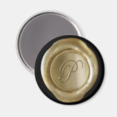 Wax Siegel Monogram Magnet - Gold - Script Style - (Vorderseite/Rückseite)