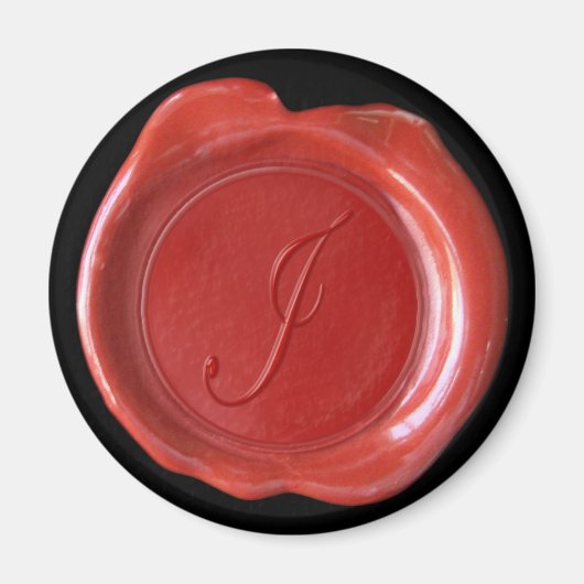 Wax Siegel Monogram Magnet - Rot - Script Style - (Vorne)