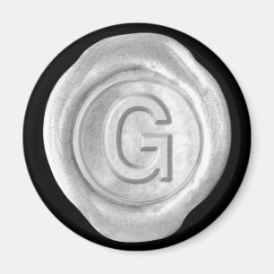 Wax Siegel Monogram Magnet - Silver - Bold Style -