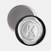 Wax Siegel Monogram Magnet - Silver - Bold Style - (Vorderseite/Rückseite)