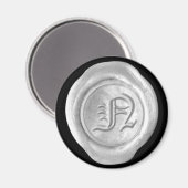 Wax Siegel Monogram Magnet - Silver - Old English  (Vorderseite/Rückseite)