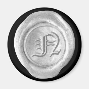 Wax Siegel Monogram Magnet - Silver - Old English 