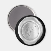 Wax Siegel Monogram Magnet - Silver - Script Style (Vorderseite/Rückseite)