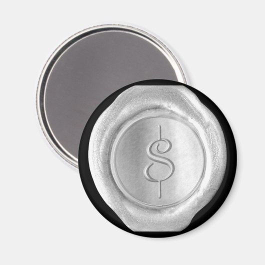 Wax Siegel Monogram Magnet - Silver - Script Style (Vorderseite/Rückseite)
