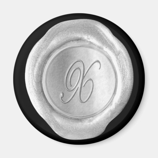 Wax Siegel Monogram Magnet - Silver - Script Style (Vorne)