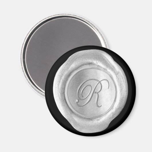 Wax Siegel Monogram Magnet - Silver - Script Style (Vorderseite/Rückseite)