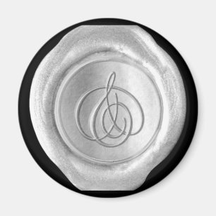 Wax Siegel Monogram Magnet - Silver - Script Style