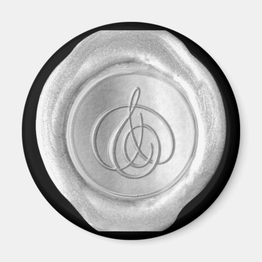 Wax Siegel Monogram Magnet - Silver - Script Style (Vorne)